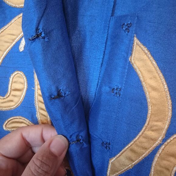 Ashro Plus Size Omari Pant Set Royal Blue /Gold African Caftan Sz 3X - Picture 10 of 16